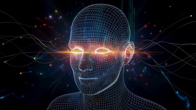 Futuristic digital mindscape of interconnected neural networks, ideal for cutting-edge tech, innovation, and AI concepts in dynamic video format