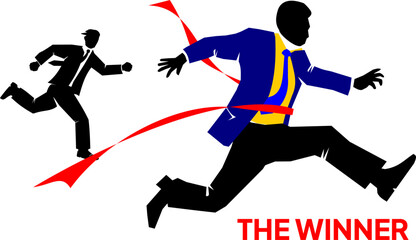 Fototapeta premium Achievement and Motivation Concept: Businessman Leading and Winning the Competition.