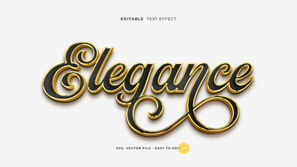 Elegant gold script text effect. Editable glossy gold text style.
