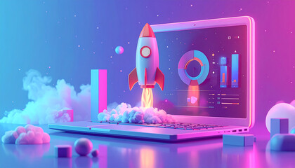 Stock and forex trading with rocket rising moving up on mobile cryptocurrency trading financial business investing stock growth stock exchange business growing concept 3d render illustration
3