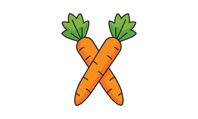Crossed Carrot Pair Cute Cartoon Design