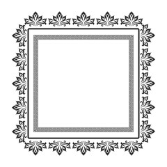 Square Frame Border with Floral Ornament Decoration Illustration