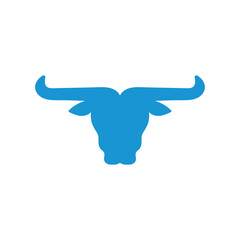 Simple Minimalist Angus Cow Bull Buffalo Longhorn Bison Head Silhouette Symbol Illustration