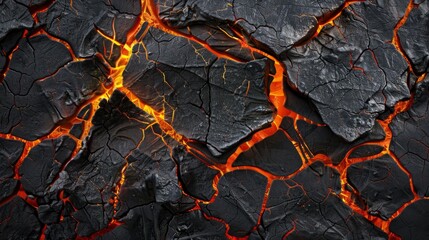 Dramatic cracked lava surface texture with volcanic detail