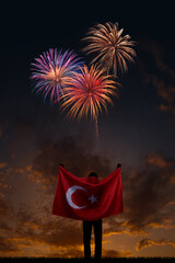 Girl with National flag of Turkey on Independence day