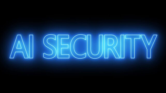 AI Security text animation. neon Glow Text Effect with Word AI Security. AI Security Neon Light Text Effect on Black Background