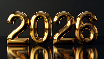 Golden text 2026, dark background. AI