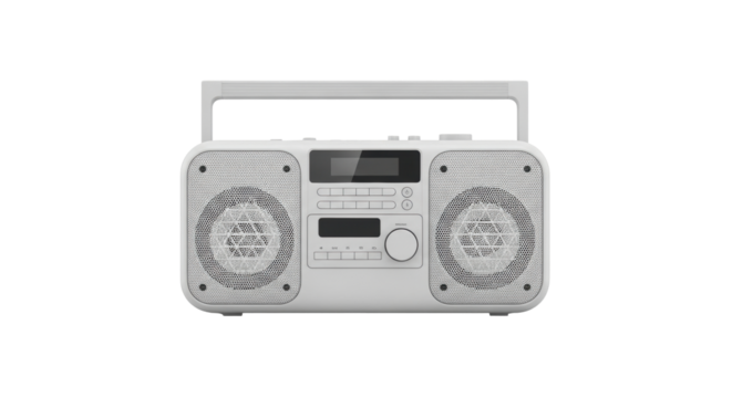 Isolated portable radio on a seamless background, retro music player, sound and listening