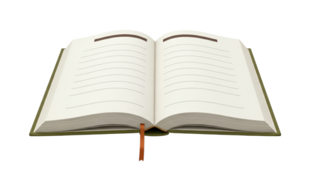 Isolated open journal on a table for planning or writing in study or business concept