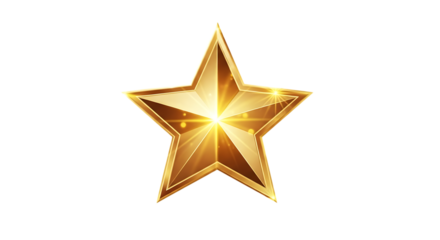 Golden star award icon shiny bright object festive celebration success symbol