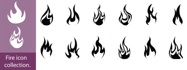 Obraz premium Flame icons set,Fire icon vector isolated on white background. Fire flame icon template. Fire flames symbol vector