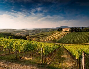 Naklejka premium the image shows a vineyard in tuscany