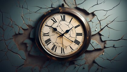 cracked clock on the wall