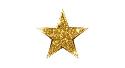 Obraz premium Sparkling golden star object with glitter texture on a plain background