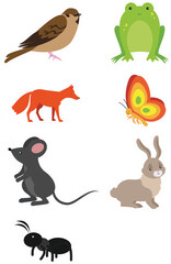 Animals icons set. Cartoon illustration of 9 animals icons for web