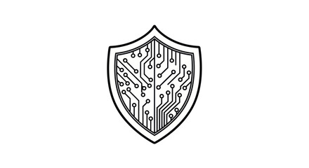 Obraz premium Digital Shield Icon with Circuit Board Pattern.