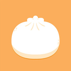 Dim sum, traditional Chinese dumplings, in bamboo steamer basket. Asian food vector illustration. Baozi or bao is Chinese food.