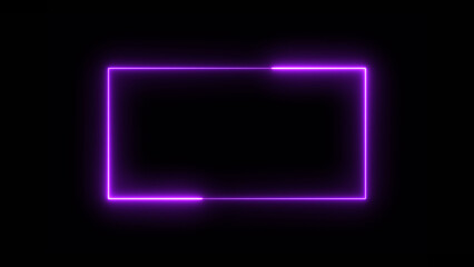 Abstract glowing purple neon rectangle shape icon illustration background 4k.