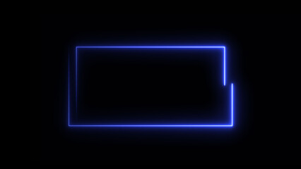 Abstract glowing blue neon rectangle shape icon illustration background 4k.