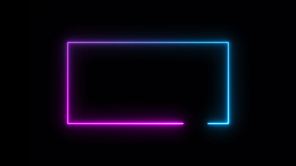 Abstract beautiful neon frame rectangle icon illustration background 4k.