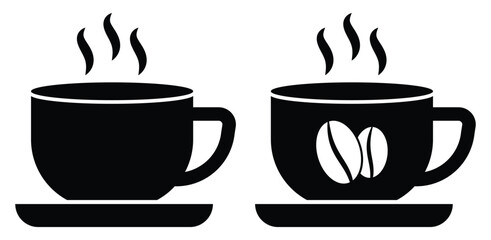 Coffee and Tea Cup Icon Set – Mocha Symbols, Logo and Illustration Collection.