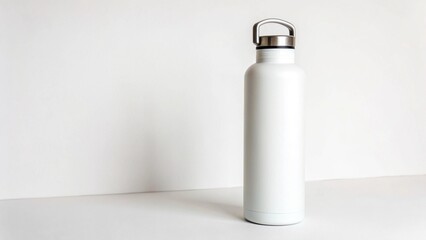 White reusable water bottle mockup.