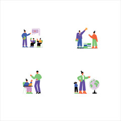 Fototapeta premium Modern Set of Study Flat Style Illustrations