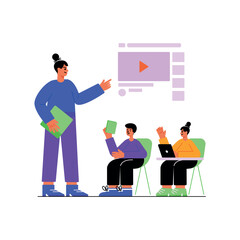 Classic flat style icon of school seminar