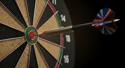 Dart in Bullseye on Dartboard