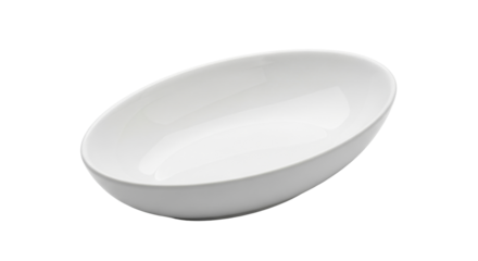 Isolated stylish shallow oval ceramic serving bowl for food preparation and table setting