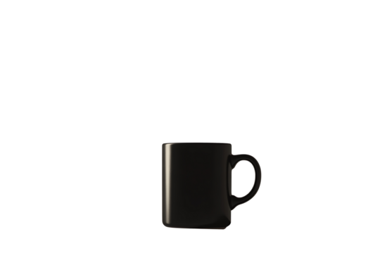 A minimalist silhouette of a coffee mug with steam, drawn in solid black with smooth lines in a flat vector style, isolated on clean white with no shadows or textures 