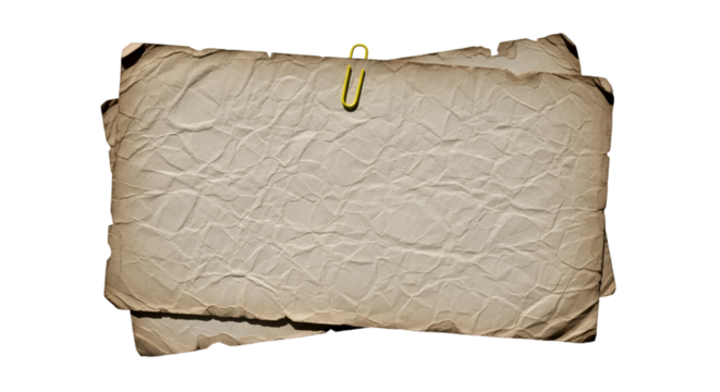 Stack of Crumpled Aged Paper with Yellow Paperclip - Powered by Adobe