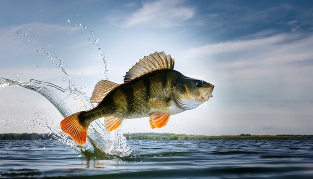 ein grosser barsch der aus dem wasser springt