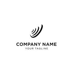 Obraz premium Simple black and white logo design featuring curved lines, company name, and tagline.