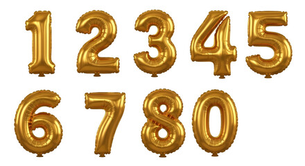Gold Number Balloons 0-9 on Black numbers golden