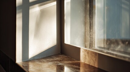 Fototapeta premium Soft Morning Light Illuminating a Quiet Indoor Corner with Shadows