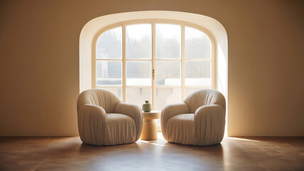Charming Interior Design with Soft Lighting Natural Palette and Elegant Architectural Details