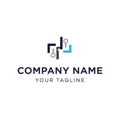 Abstract logo design featuring interconnected shapes and text for a company's branding.