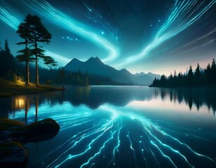 lake luminous technology art picture