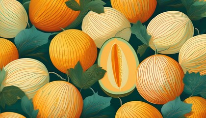 melon fruits seamless pattern background