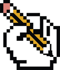 Fototapeta premium Pixelated hand cursor holding a pencil icon