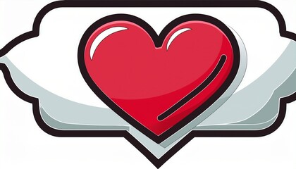isolated red heart speech bubble outline
