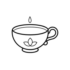 A simple teacup with a floral decoration silhouette