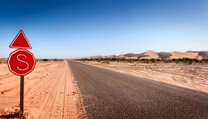 adventure journey on the desert road trip with sos sign in africa