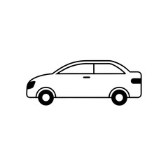 Fototapeta premium Simple outline drawing of a sedan car silhouette