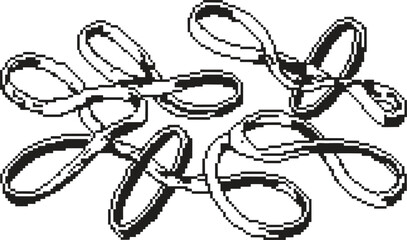 Hand drawn illustration of tangled yarn or string in a chaotic cluster