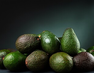avocados piled high with space for text sobre um fundo escuro
