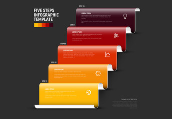 Five Steps Infographic Template on Dark Background