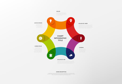 Colorful Hexagonal Infographic Chart with Six Steps
