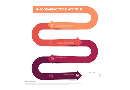 Roadmap Infographic Template with 4 Steps and Arrows